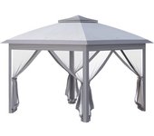 Outsunny Carpa Plegable 3,3x3,3 m Altura Ajustable Cenador con Doble Techo 4 Mosquiteras Extraíbles y Bolsa de Transporte Gris   Aosom España