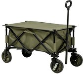 Outsunny Carro Plegable de Transporte con Mango Telescópico Tablero Plegable y 5 Bolsillos para Playa 108x55x93 cm Verde   Aosom España