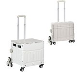Homcom Carrito de compras plegable caddie de compras con mango telescópico ajustable y tapa carga máx. 80 kg, blanco