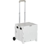 Homcom Carrito de Compras Plegable con 2 Ruedas Mango Ajustable 32L Ligero y Compacto para Compras Blanco 41,5x32,5x85cm   Aosom España