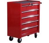 Homcom Carro caja de herramientas taller movil con 5 cajones 4 ruedas chapa de Acero Rojo   Aosom España