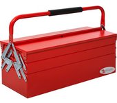DURHAND Caja de Herramientas de Acero Plegable Portátil con 5 Compartimentos y Mango de Transporte para Taller Bricolaje Hogar 57x21x41 cm Rojo