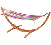 Homcom Outsunny Hamaca Tumbona 325x118x120cm Playa Camping Marco Madera Carga Max. 120kg Rojo   Aosom España