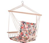 Outsunny Silla Colgante Estampado Floral Hamaca con Cojín Reposacabezas para Interior Exterior Carga 105 kg 100x106 cm Multicolor   Aosom España