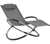 Outsunny Silla Mecedora de Jardín Tumbona Ergonómica Plegable con Reposacabezas Extraíble Tela de Texteline 154x80x84 cm Gris   Aosom España