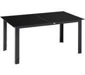 Outsunny Mesa de Exterior Rectangular con Marco de Aluminio y Encimera de Cristal Carga 50 kg para Jardín 150x90x74 cm Negro   Aosom España