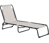 Outsunny Tumbona Plegable de Jardín Inclinable de Playa con Respaldo Ajustable Fácil de Transportar Patios 197x58x78cm Crema Blanco   Aosom España