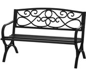 Outsunny Banco Exterior Banco de Jardín de 2 Plazas con Respaldo y Reposabrazos Vintage para Terraza Balcón Patio 128x58,5x85 cm Negro   Aosom España