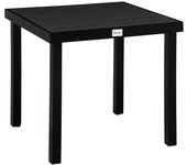 Outsunny Mesa de Jardín para 4 Personas Mesa de Comedor de Aluminio Muebles de Jardín Mobiliario de Exterior Fácil de Cuidar Plástico Negro 78x78x74