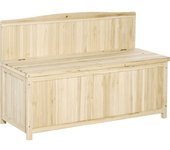 Outsunny Banco de Jardín con Baúl de Almacenaje Respaldo Carga 250 kg Madera para Patio Terraza Balcón 115x45x75 cm Natural   Aosom España