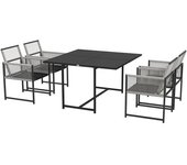 Outsunny Conjunto de mesa y sillas de jardín con 1 mesa de comedor y 4 sillas, respaldo plegable, vidrio templado
