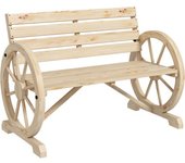 Outsunny Banco de Jardín con Diseño de Rueda de Carro para 2 Personas Madera de Pino Naturaleza 105,5x56x79 cm   Aosom España