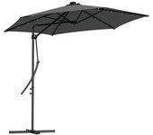 Outsunny Sombrilla Excéntrica 3m con Luces LED Manivela Base Cruzada para Jardín Terraza Patio Exterior Gris Oscuro   Aosom España
