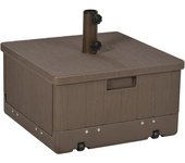 Outsunny Pie de parasol base de lestage sombrilla mesa auxiliar jardinera con drenaje ruedas asas PE y metal marron   Aosom España