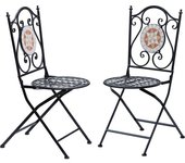 Outsunny Sillas Plegables Exterior Set de 2 Sillas de Jardín Bistro Asiento Mosaico de Acero para Terraza Balcón Carga 120kg Multicolor   Aosom Españ