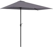 Outsunny Media Sombrilla 230x130x245 cm Parasol para Pared de Jardín con Manivela y Mástil de Metal de Ø38 mm Terraza Balcón Gris   Aosom España