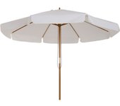 Outsunny Sombrilla de Jardín Ø325x250 cm Parasol de Madera con Sistema de Polea Techo de Ventilación y 8 Varillas de Bambú Beige   Aosom España