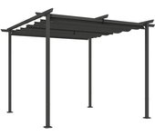 Outsunny 3x3 m Pérgola de Jardín con Techo Ajustable, Estructura Metálica, Protección UPF30+, Toldo Solar para Porche, Terraza   Aosom España