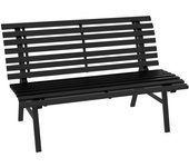 Outsunny Banco de jardín exterior 2 Plazas Asiento Respaldo con Láminas, en aluminio, 123x67x79 cm, Negro   Aosom España