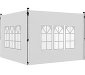 Outsunny Lote de 2 paredes laterales para cenador de 3x3 m o 3x4 m panel para pérgola con ventana 295x195 cm Blanco   Aosom España