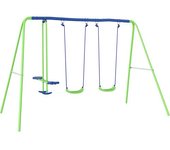 Outsunny Juego de Columpios de Jardín de Metal con Altura Ajustable Columpio Doble Balancín para Terraza 280x140x178 cm Verde   Aosom España