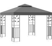 Outsunny Cenador de Jardín 3x3m con Doble Techo Estructura de Acero Resistente al Agua para Exterior Patio 295x295x270 cm Gris