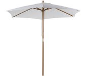 Outsunny Sombrilla Parasol de Madera Ø250x230cm Exterior Jardín Terraza 6 Varillas Sistema de Cuerda Fijación Desmontable Marfil   Aosom España