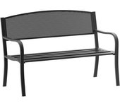 Outsunny Banco Exterior de Jardín de 2 Plazas Banco para Terraza con Respaldo de Malla de Acero Carga 240 kg 127x60x87 cm Negro   Aosom España