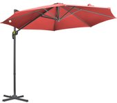Outsunny Parasol desplazable 3 m octogonal inclinable con manivela y base de acero en Rojo vinoso   Aosom España