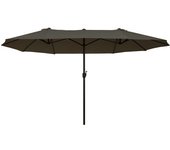 Outsunny Sombrilla Parasol Doble para Jardín 4,6x2,7x2,4 m Gigante Anti UV con Manivela para Exterior Patio Terraza Color Gris   Aosom España