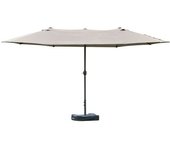 Outsunny Parasol de jardín exterior sombrilla doble rectangular 4,6L x 2,7l x 2,4H m con manivela de apertura y cierre, bolsas de peso y base