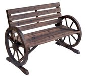 Outsunny Banco de Madera para Exteriores con Apoyabrazos Aspecto Envejecido Jardín Balcón Terraza 105,5x56x75 cm Marrón Rústico   Aosom España