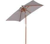 Outsunny Sombrilla Parasol 200x150cm de Bambú Madera Patio Playa Doble Techo Ángulo Inclinable Rectángulo Mástil de 38mm Gris   Aosom España