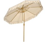 Outsunny Sombrilla de Jardín Ø264x240 cm con Ángulo Ajustable Manivela y Toldo con Volantes Decorativos para Patio Terraza Caqui   Aosom España