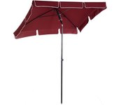Outsunny Sombrilla Rectangular de Jardín 198x130x240 cm Parasol de Aluminio con Inclinación para Terraza Patio Exterior Rojo Vino   Aosom España
