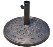 Outsunny Pie de Sombrilla Base de contrapeso Sombrilla Redonda Resina Imitación Fundición Motivo Rosetón Ø 49 cm Peso Neto 14 Kg Bronce