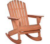 Outsunny Sillón Mecedora Adirondack de Madera Natural 77x94x97 cm para Jardín Terraza Exterior de Estilo Rústico Carga 130kg Color Teca   Aosom España