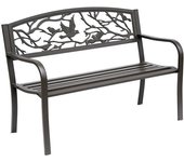 Outsunny Banco de Jardín con Apoyabrazos y Respaldo con Imagen de Pájaros Carga 240 kg para Patio Terraza 127x60x85 cm Marrón   Aosom España