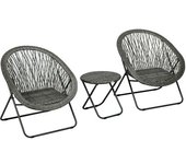 Outsunny Salon de jardin exterior de resina conjunto mesa y sillas para 2 personas mesa 2 sillas plegables gris