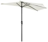 Outsunny Sombrilla Parasol Semicircular con Manivela para Jardín Terraza Patio Piscina 269x138x236 cm Resistente al Sol Crema   Aosom España