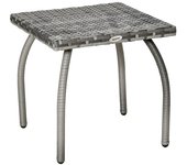 Outsunny Mesa de Terraza Mueble de Ratán Sintético con Patas de Metal Resistente Carga 30 kg para Patio Jardín Balcón 45x45x44 cm Gris   Aosom España