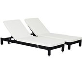 Outsunny Set de 2 Tumbonas de Ratán Chaise Longue con Cojines Acolchados Cubierta Impermeable Silla para Exterior Jardín Terraza Negro   Aosom España