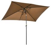 Outsunny Sombrilla de Aluminio 202x293x255 Parasol Rectangular de Jardín Inclinable con Manivela y Poste Desmontable Café
