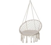 Outsunny Silla Colgante Redonda Hamaca Columpio con Cojín Cuerda de Algodón para Interior Exterior 80x80x42 cm Beige   Aosom Españ