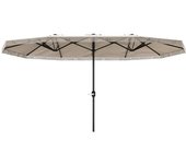 Outsunny Sombrilla Doble 4,5x2,65 m Sombrilla Terraza Exterior con Manivela Manual Resistente al Agua y Protección UV30+ Crema