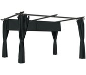 Outsunny Pérgola con Techo Retráctil 4x3 m Cenador con Paredes Laterales Anti-UV Resistente al Agua para Jardín Patio Gris Oscuro