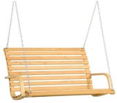 Outsunny Banco Columpio de Madera de 2 Plazas Balancín Colgante Carga 250 kg para Jardín Terraza Balcón Exterior 141,5x51x78 cm Natural   Aosom España