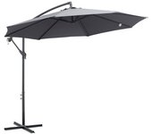 Outsunny Sombrilla de Jardín Ø295x255 cm Parasol Excéntrico Inclinable con Manivela Base Cruzada y Soporte de Metal 8 Varillas para Terraza Exterior