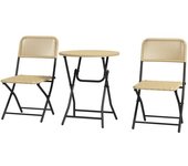 Outsunny Conjunto de Jardín Juego de 3 Piezas Muebles de de Ratán Plegable con 2 Sillas y 1 Mesa de Centro Redonda para Terraza Natural   Aosom España