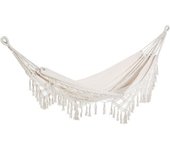 Outsunny Hamaca de Jardín Estilo Boho 288x150 cm Crema con Bolsa de Transporte para Patio Terraza Balcón Carga 180 kg   Aosom España